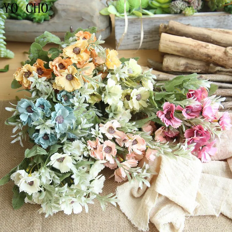 YO CHO  Artificial Silk Flowers   Fresh Floral   Millan Bouquet   Wedding  Home Decor  Festival Gift  High Quality  3Pcs