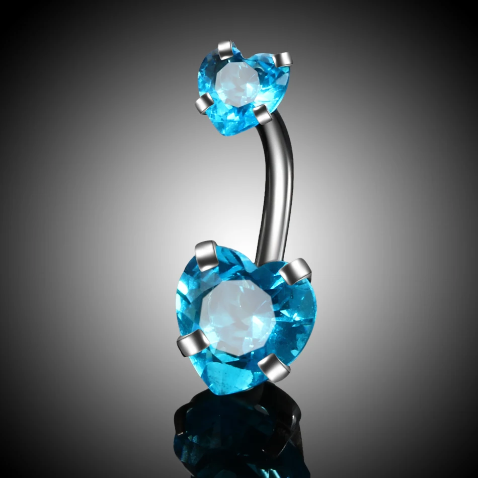 1PC Heart Crystal Belly Button Ombligo Piercing 14G Navel Bar Stud Retainer CZ Nombril Piercing Dangle Earrings Piercing Jewelry