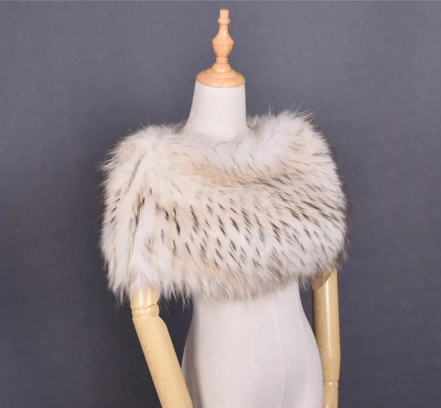 

fur scarf women ponchos and capes winter pashmina of natural raccoon fur scarf ring shawls and wraps gray pink white S142