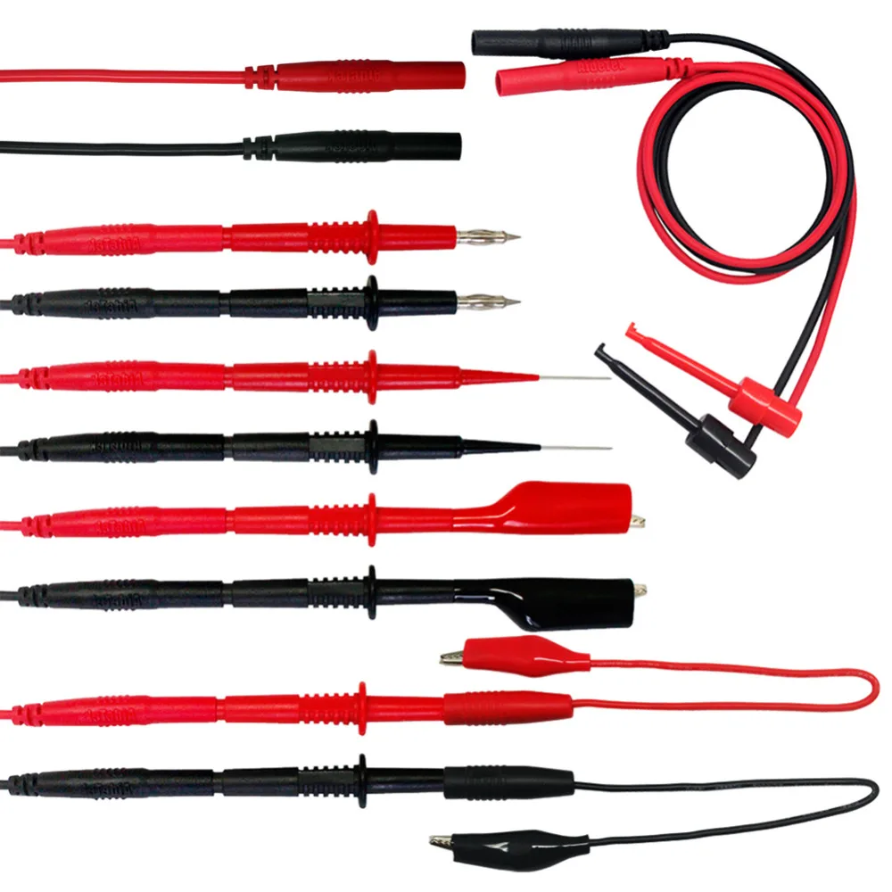 Aidetek silicone rubber wire 7 in 1 set needle tipped tip alligator clips mini-grabber test leads multimeter DMM tester TLP20258