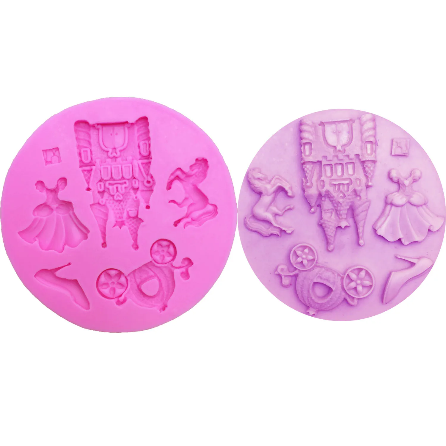 M0527 DIY Fairy Princess Dress/Castle/Shoes/Horse/pumpkin car Silicone Molds Girls Cake Decoration Tools Moulds