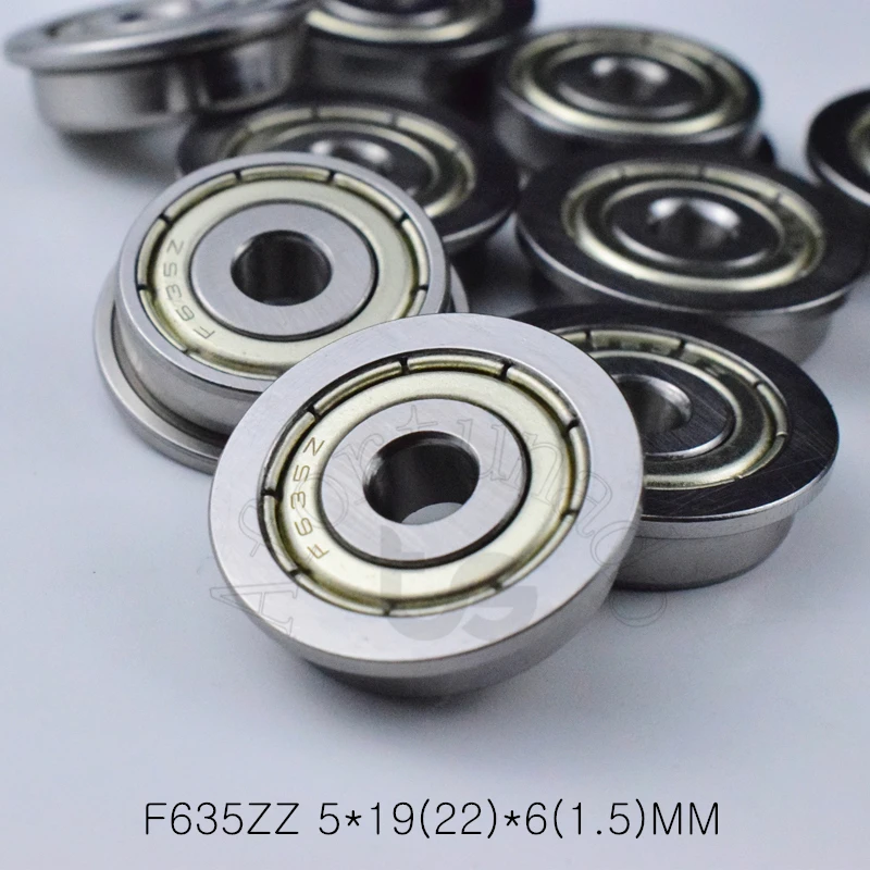 

F635zz 5*19(22)*6(1.5)MM 10pieces 635 Flange bearing metal sealed ABEC-5 chrome steel bearings hardware