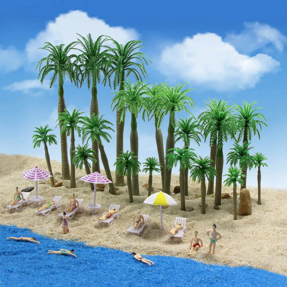 

YS03 21pcs Model Train Coconut Trees Palm Tree Seabeach Scenery O HO TT N Z Scale