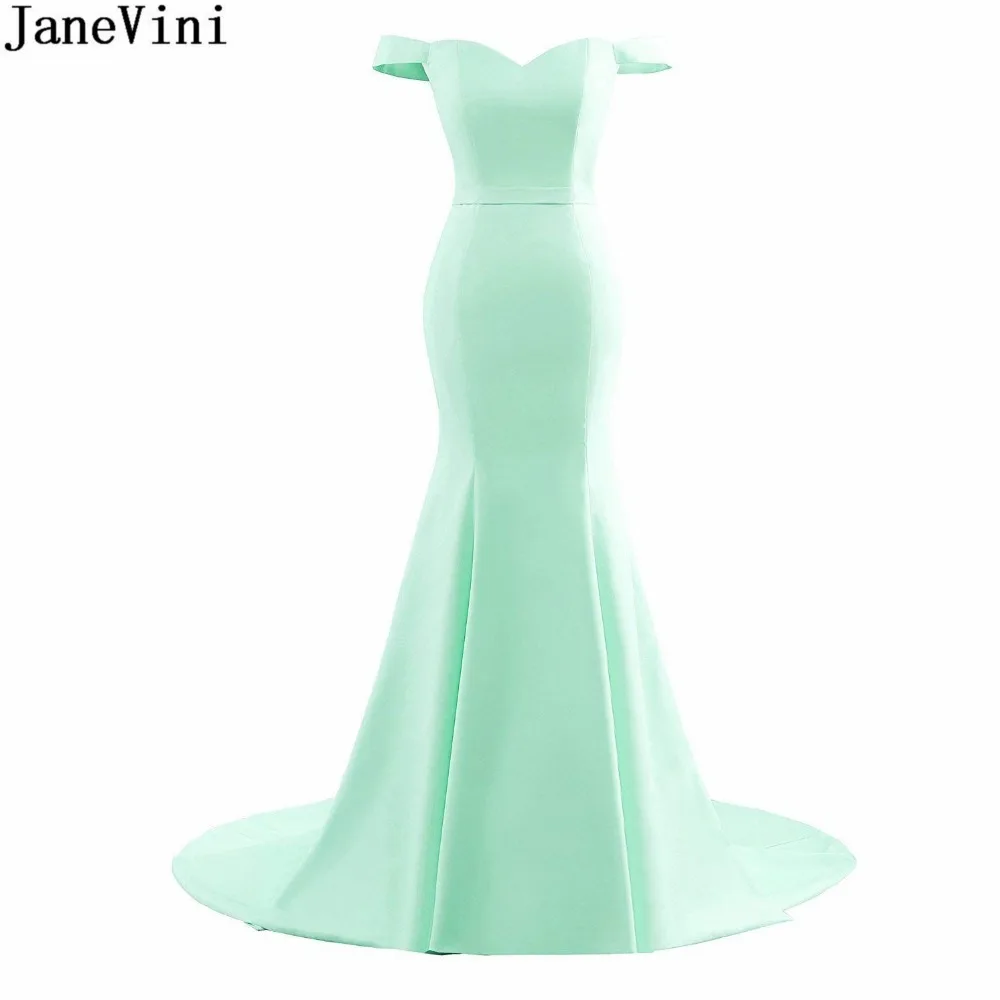 

JaneVini Elegant Mint Green Mermaid Bridesmaid Dresses Women Long Satin Maid of Honor Wedding Guest Gowns Red Prom Formal Wear