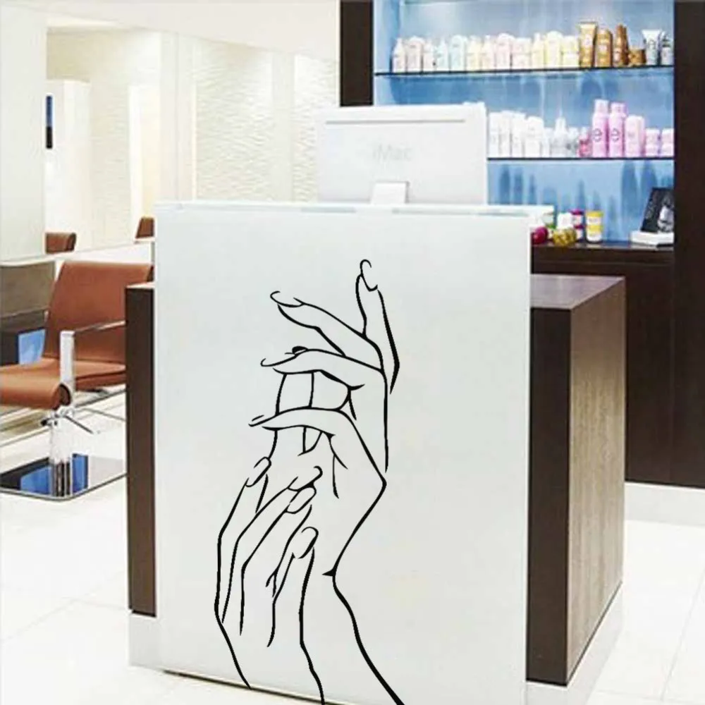 Woman Female Girl Hands Spa Manicure Beauty Salon Decor Vinyl Sticker art decals Wall Stickers Home Decorative 26X57CM