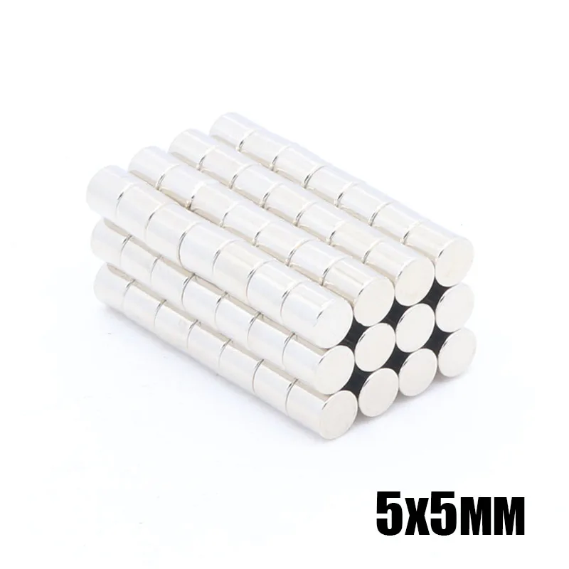 

200pcs 5x5 mm Neodymium magnet Rare Earth small Strong Round permanent 5*5 mm fridge Electromagnet NdFeB nickle magnetic DISC