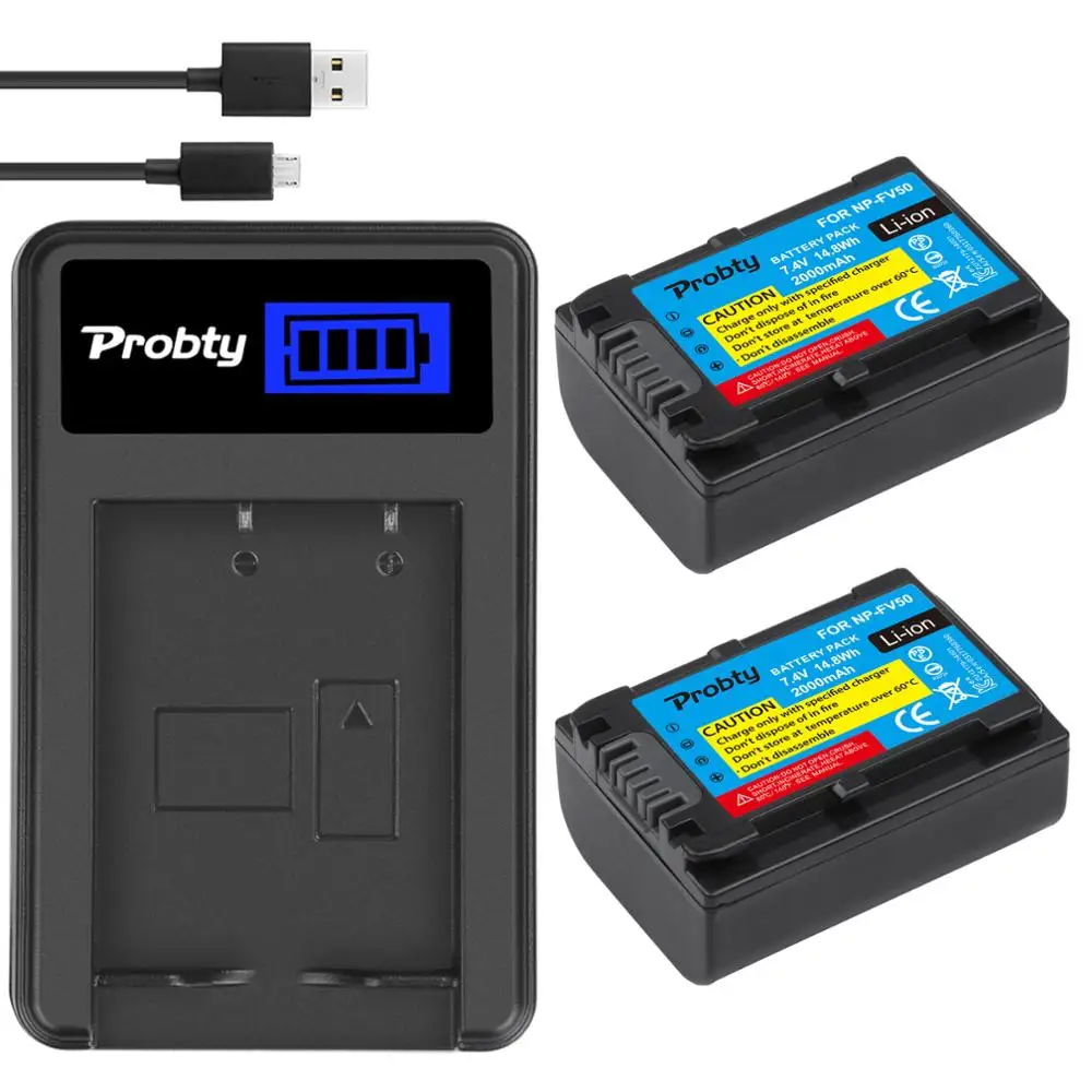 Pour SONY distillé FV50 batterie NP-FV50 + chargeur LCD Pour SONY HDR XRcape E XR350E CXcape E CX350E CX150E DCR SR68E SX83E SX63E SX43E CX230