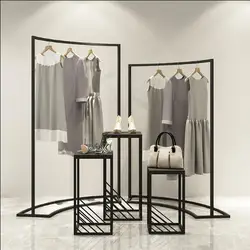 Clothing store display rack in the island display cabinet women's shop horizontal bar iron art