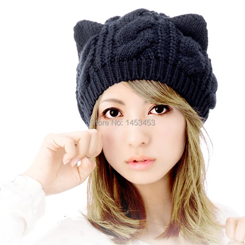 

Cat ears fashion sweet cartoon winter hat female winter wool knitted hat