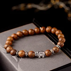 8mm Natural Wood Beads Bracelets Charm Men Homme Ethinc Tibetan Buddha Elephant Bracelet Women Prayer Jewelry Yoga Bracelet