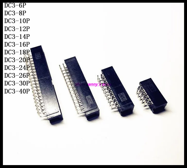 

DC3-6P , 8P , 10P , 12P Socket Elbow Double Row IDC Box Connector 2.54mm Pitch Box Headers Female Connector Brand New