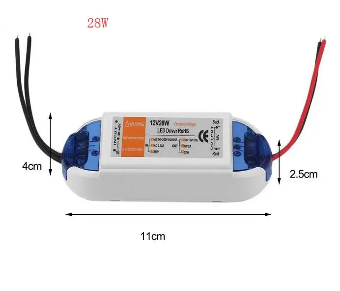 Convertisseur DC 12V, 18W, 28W, 48W, 72W, 100W, 3 ans de garantie, adaptateur de pilote LED, alimentation pour bande