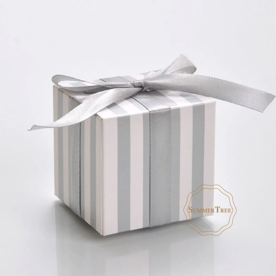 50pcs Candy Boxes Christmas Cute Gift Box with Ribbon Wedding Favors Decoration Baby Shower Girl Boy Birthday Party Supplies