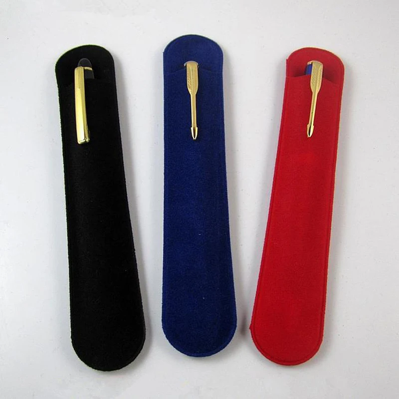 Wholesale 50pcs  Black Oval velvet pen pouch velvet bag pen box pen bag suede pen sleeve for school &office