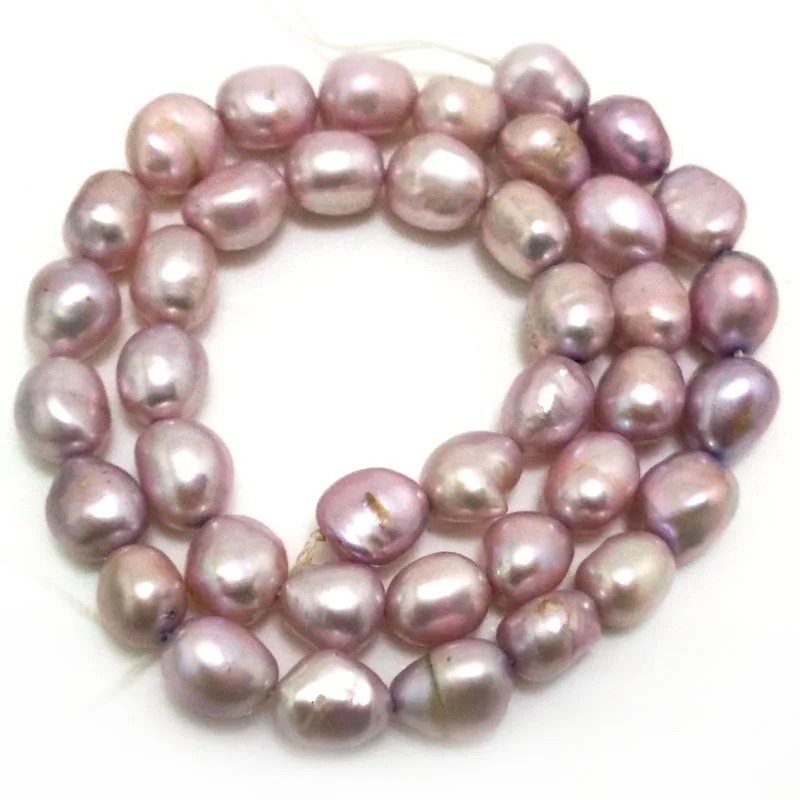 16 inches 8*12mm Lavender Natural Barqoue Rice Nugget Pearl Loose Strand