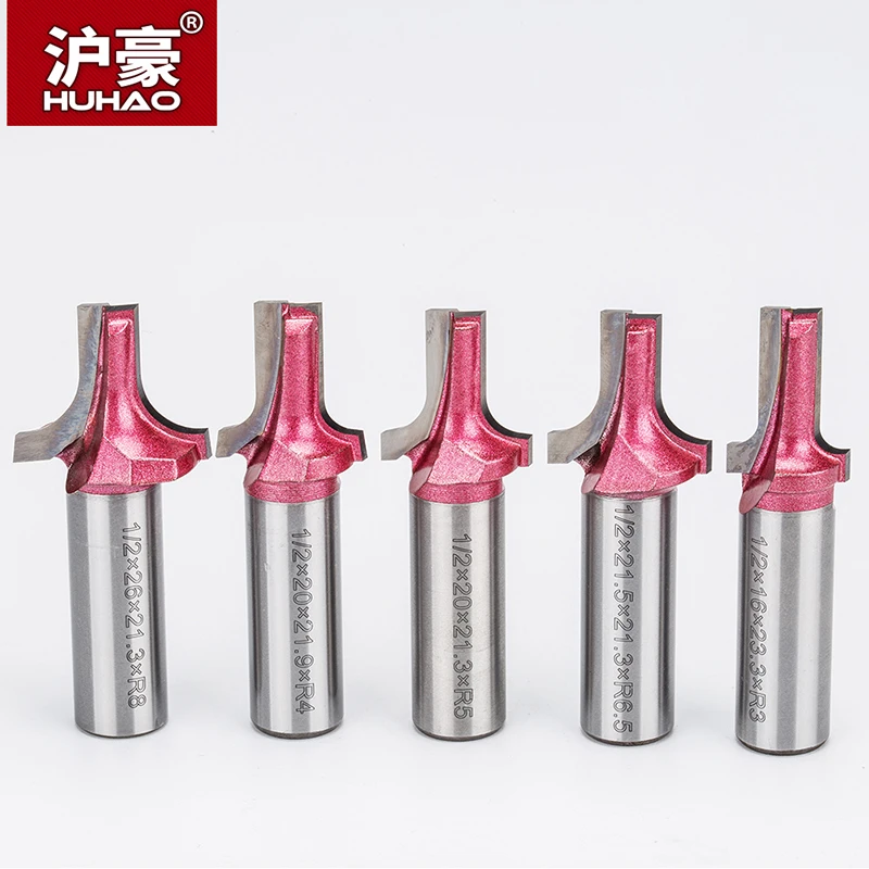 HUHAO 1pc 1/2" Shank Industrial Grade Milling Cutter Woodworking  CNC Tool Router Bits Clearing Bottom Straight Edge Arc Bit
