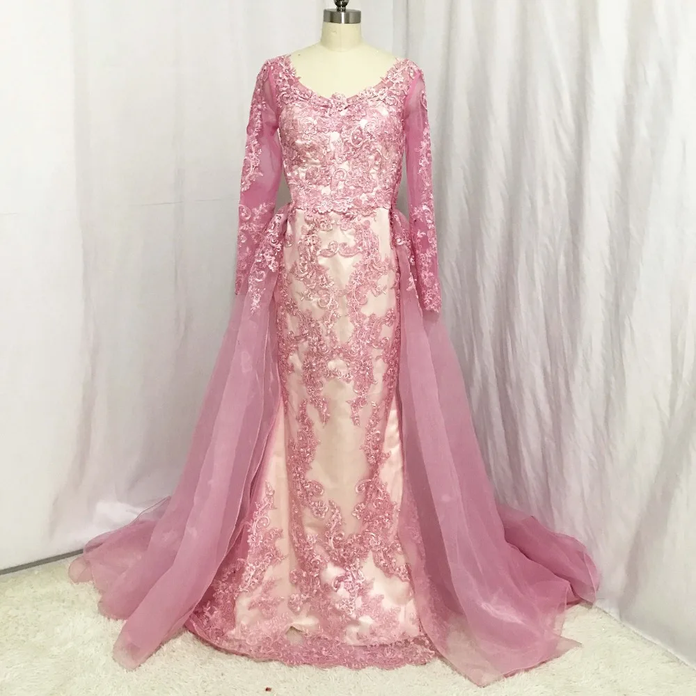 YSF – robe De soirée en dentelle, col en V, manches longues, style sirène, avec jupe De protection, 2018