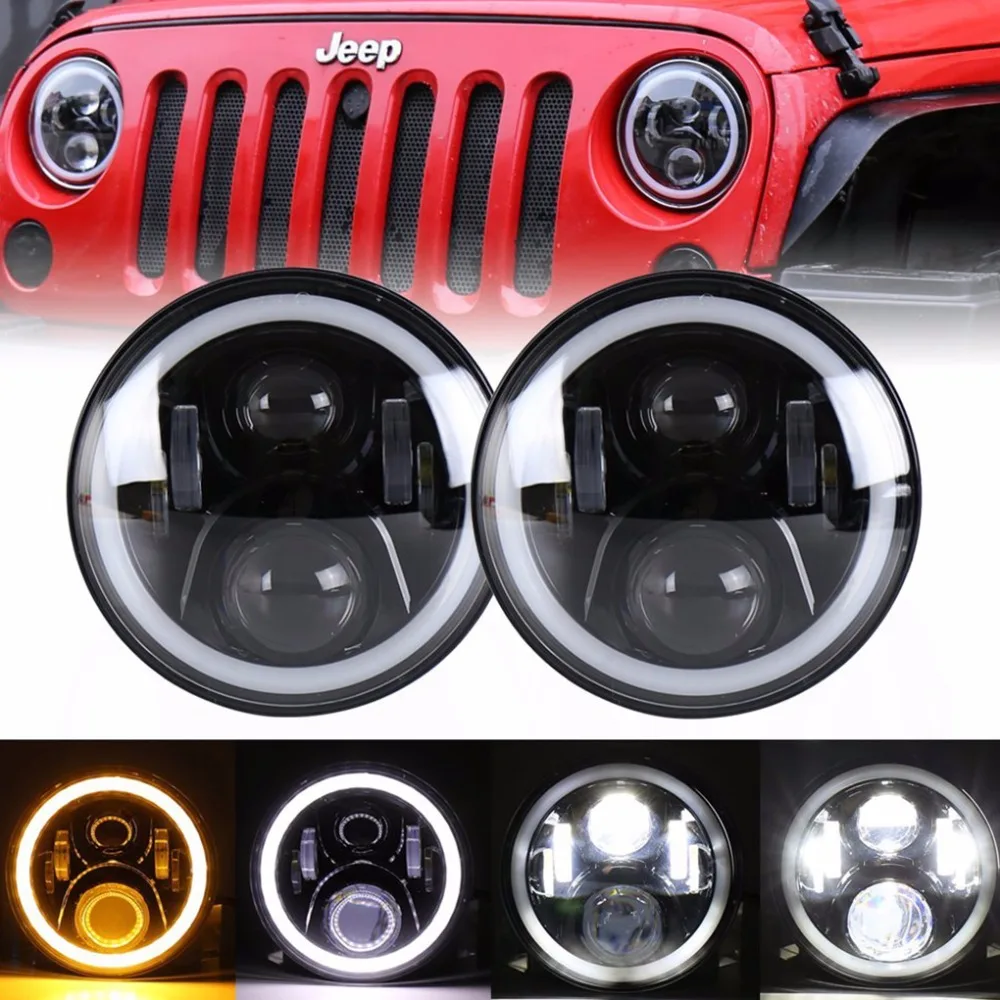 2pcs 7 Inch Round LED Headlight For Jeep Wrangler JK TJ For Hummer H1 H2 12V 24V For Suzuki Samurai Lada 4x4 urban Niva