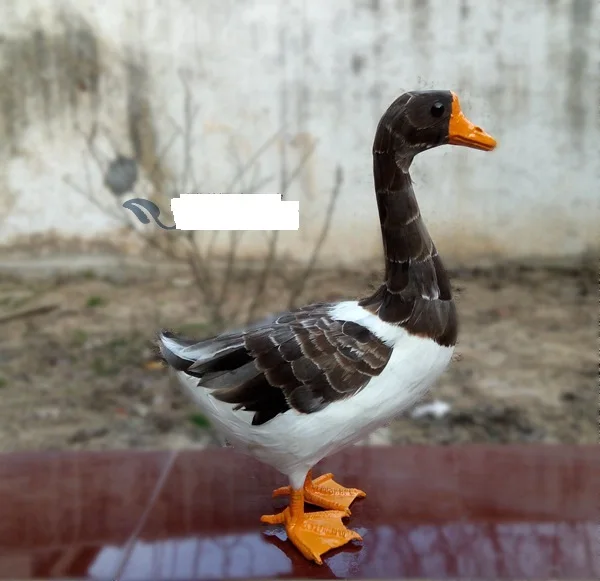 large 25x14x38cm gray coloured goose model polyethylene&furs handicraft home decoration gift a1622