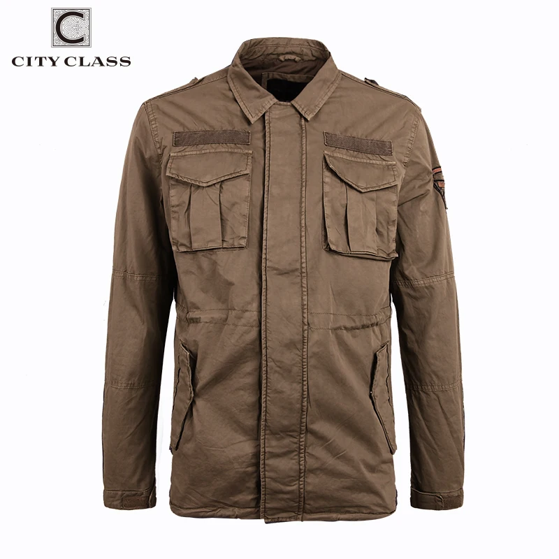 

CITY CLASS Popular Mens Jacket 100% Washed Cotton Windbreakers Casual Short Multi Colors Turned-down Collar Epaulet Coats 3795