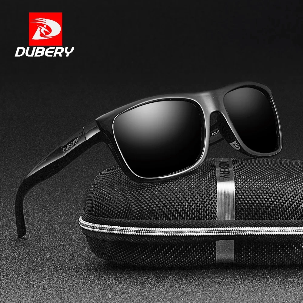 DUBERY Polarized Sunglasses Men Driving Shades Male Retro Sun Glasses For Men Mirror Goggle Brand Design Oculos Zipper Box UV400