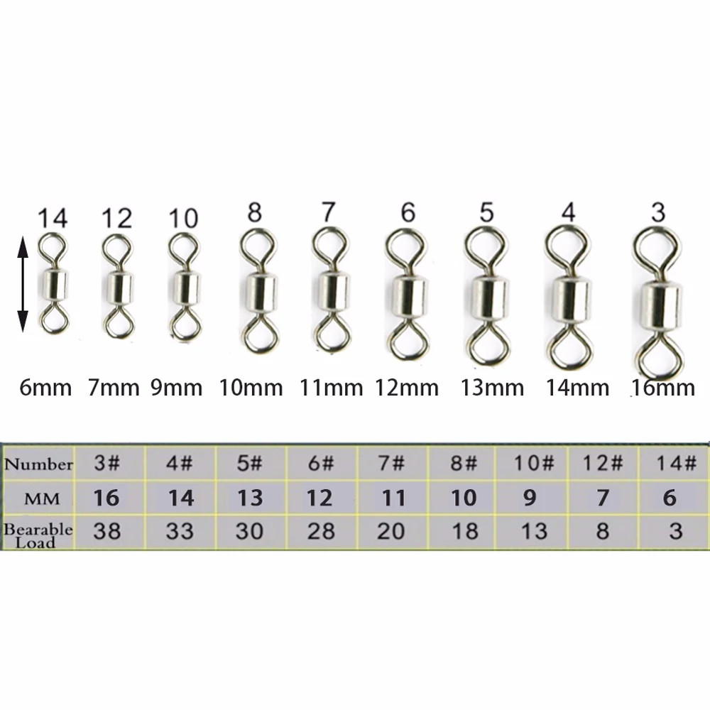 50pcs Ball Bearing Swivel Solid Ring Fishing Connector Barrel Rolling Swivel Lure Goods For Fishing Sea Fishing Accessories Tool