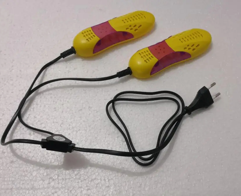 Secador de zapatos eléctrico estilo europeo, 220V, 10W, tipo coche de carreras con luz púrpura