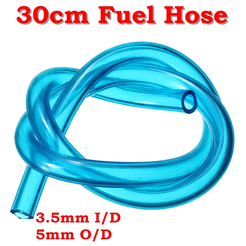 30cm Blue Oil Petrol Fuel Hose Pipe Tube 3.5mm I/D 5mm O/D Diesel Oil Line Hose For Chainsaw Garden Brush Cutter Line Lawn Mower