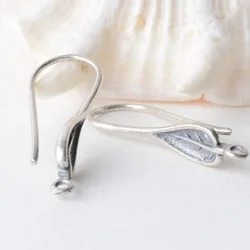 ear hook, solid 925 sterling silver leaves Shaped earring wire hooks, Thai Silver earring findings components, Jewelry DIY