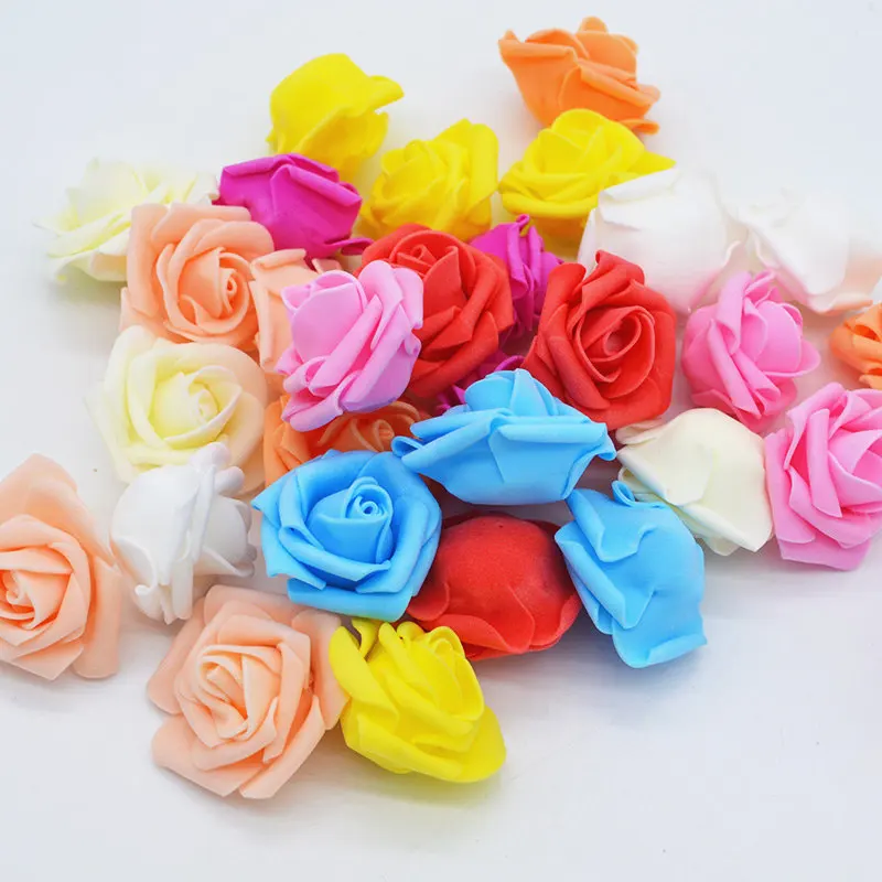 20 pçs/lote 4cm friso pe espuma rosa cabeça de flor artificial para confete diy guirlanda artesanato caixa presente hairband decoração casamento fornecimento