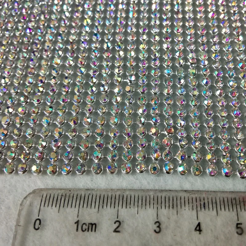 ZY Bling Bling Chunky Glitter Silver AB Rhinestone Metal Mesh Fabric Metallic cloth Metal Sequin Sequined Fabric Home Decoration