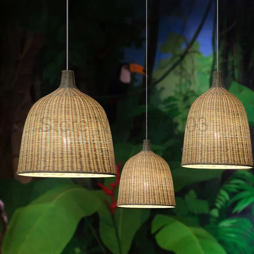 

Southeast Asian Restaurant Teahouse Bedroom Pendant Lamps,Pastoral Creativity Loft Style Handmade Rattan Weaving Pendant Lights