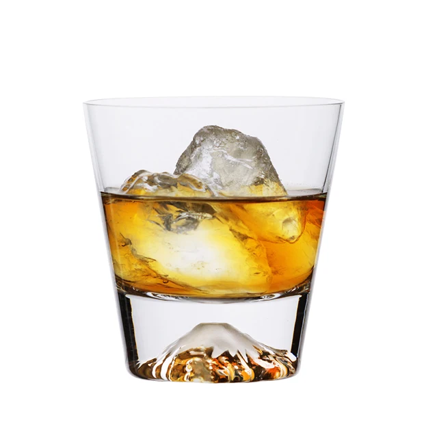 Free Shipping 4 PCS Mountain Rocks Glass Whisky Glass Collins Glass Hand Blown Old Fashioned Drinking Glass Set of 4