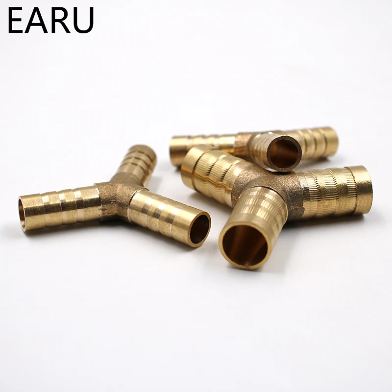 6-12mm BRASS Y type Hose Joiner Piece 3 WAY Fuel Water Air Pipe TEE CONNECTOR Pneumatic Connect Plug Socket for Air Gas Oil