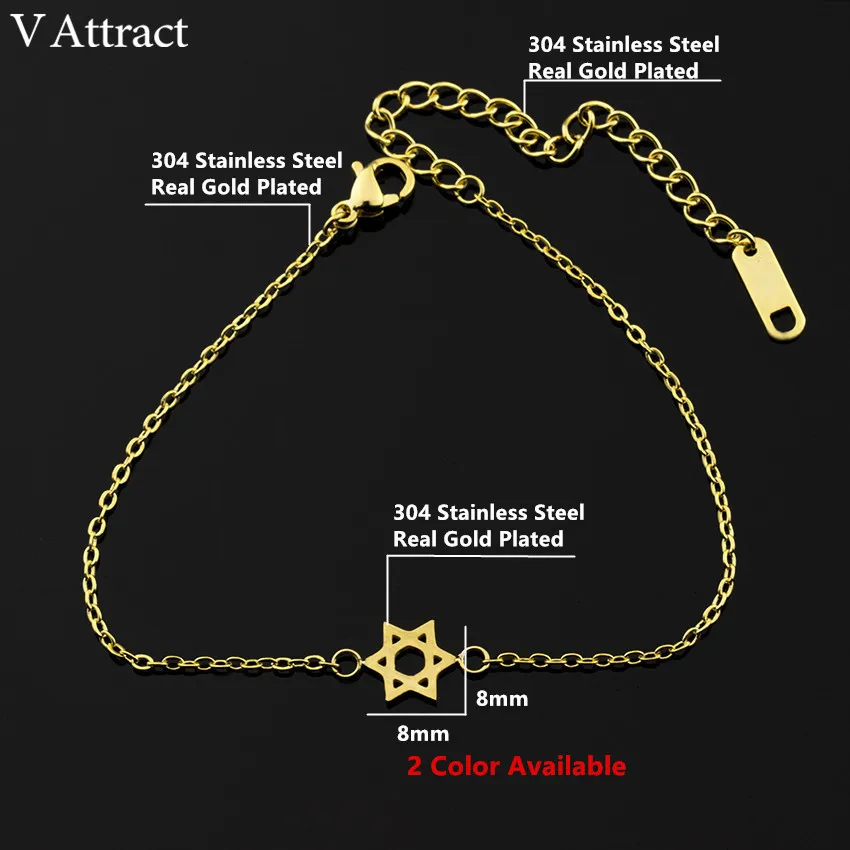 V Attract 2024 Stainless Steel Chain Pulseras Vintage Mujer Jerusalem Magen Star OF David Charm Bracelet Femme Jewish Jewelry