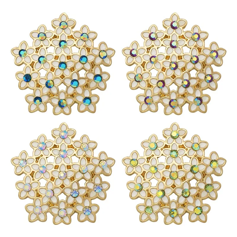 New beauty Golden Rhinestone Flowers 20mm snap buttons fit DIY 18MM snap buttons snap jewelry KZ3347 wholesale