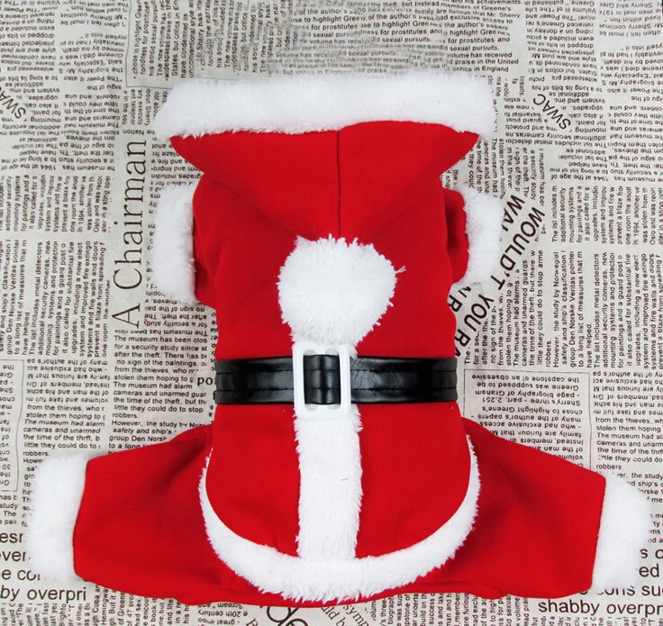 pet dog christmas clothing Cute dog christmas coat pet clothes christmas clothes pet dog Christmas hooded Santa four legs suit