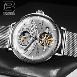 Switzerland Automatic Watch Men BINGER skeleton Mechanical Men Watches Fashion Brand Sapphire Relogio Masculino Waterproof 2019