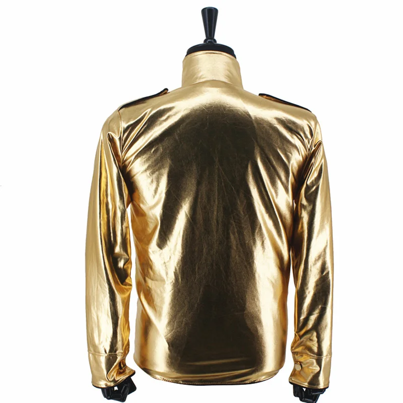 Role-player Michael Jackson History BAD Golden Spandex Double Breasted Woven Jacket Performance Halloween Costumes
