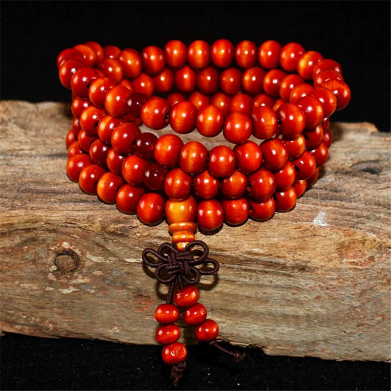 108 Beads 8mm Natural Sandalwood Buddhist Buddha Wood Prayer Beaded Knot Black Ebony Unisex Men Bracelets & Bangles For Women