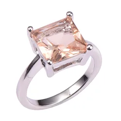 Classic Style Morganite 925 Sterling Silver Wedding Party Fashion Design Romantic Ring  Size 5 6 7 8 9 10 11 12 PR46