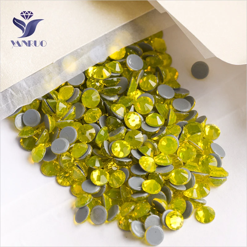 YANRUO 2058HF SS4-SS30 Citrine Crystal Stones Strass Flat Back Hotfix Rhinestone For Dress Decoration Accessories