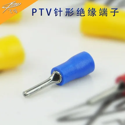 22-16AWG Insulated Pin Terminals Electrical Splice Crimp Connector Auto Wiring  PTV1.25-10 1.25-12 PTV2-10 2-12 PTV5.5-13