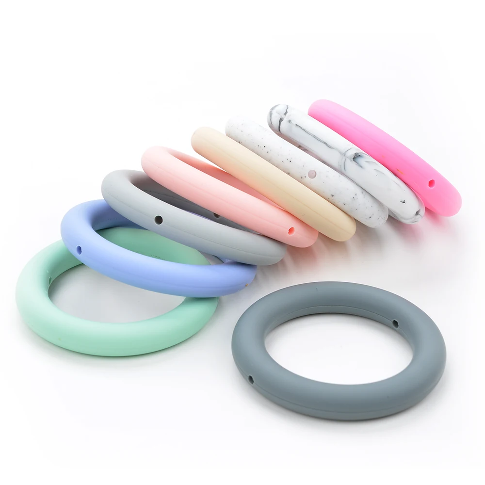 LOFCA 3pcs Silicone Beads Round 65mm Round Ring pendant Food Grade BPA Free High Quality Silicone Necklace Jewelry Accessories
