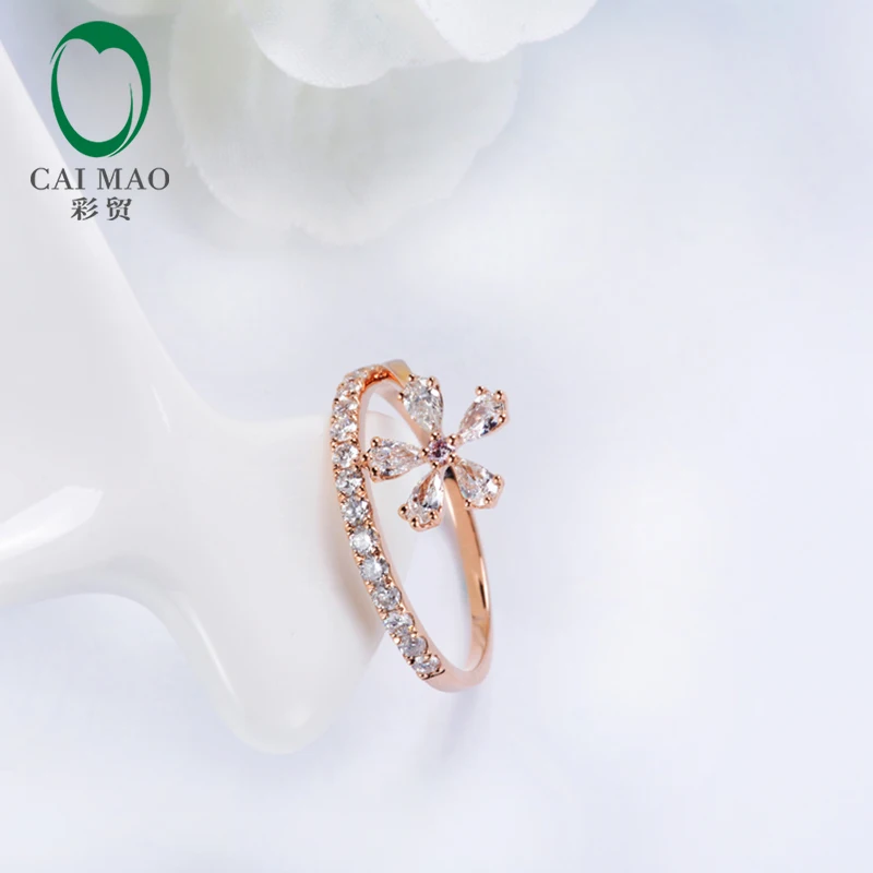 Caimao Jewelry 14K Rose Gold 0.60ctw Diamond Engagement Band Flower Shape