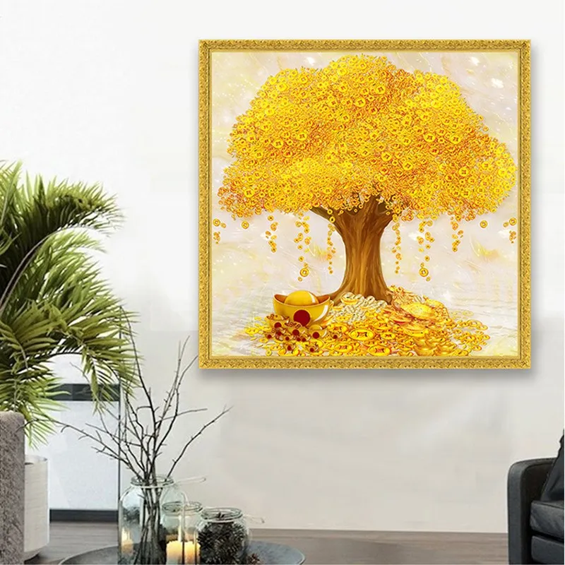 ZJZY Diamond Embroidered Money Tree Picture Rhinestone 5d Diy Diamond Painting Crystal Diamond Mosaic Full Round Diamond LY208