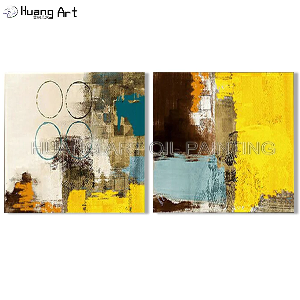 

High Skills Artist Handmade Beautiful Yellow Abstract Oil Painting on Canvas for Living Room Decoration Modern Canvas Wall Art