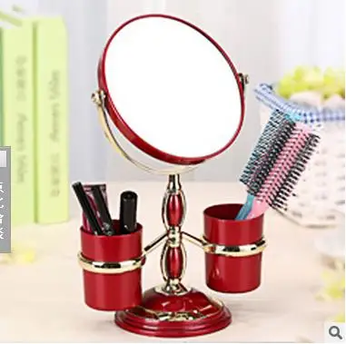 Desktop makeup mirror Europe type double dressing mirror receive a princess barrels round mirror hd white red pink