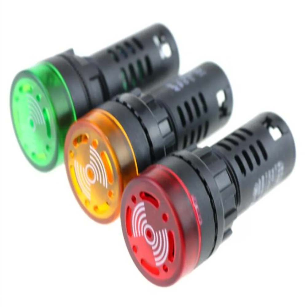 AD16-22SM Dc 12V/24V Rood Geel Groen Led Indicator Signaal Flash Licht Met Zoemer 22Mm dia 60Mm Hoogte