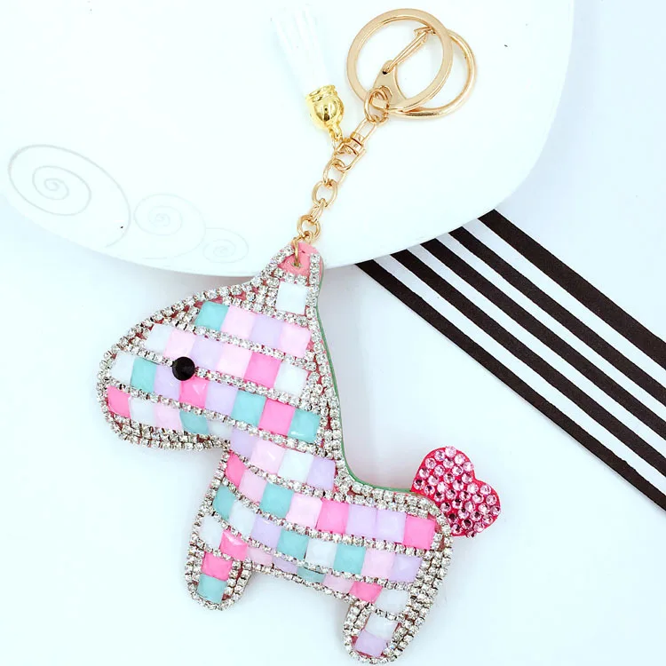 Cute Little Horse Pony Animal Key Chain Strass Keychain For Women Creative Gift Charm Porte Clef 